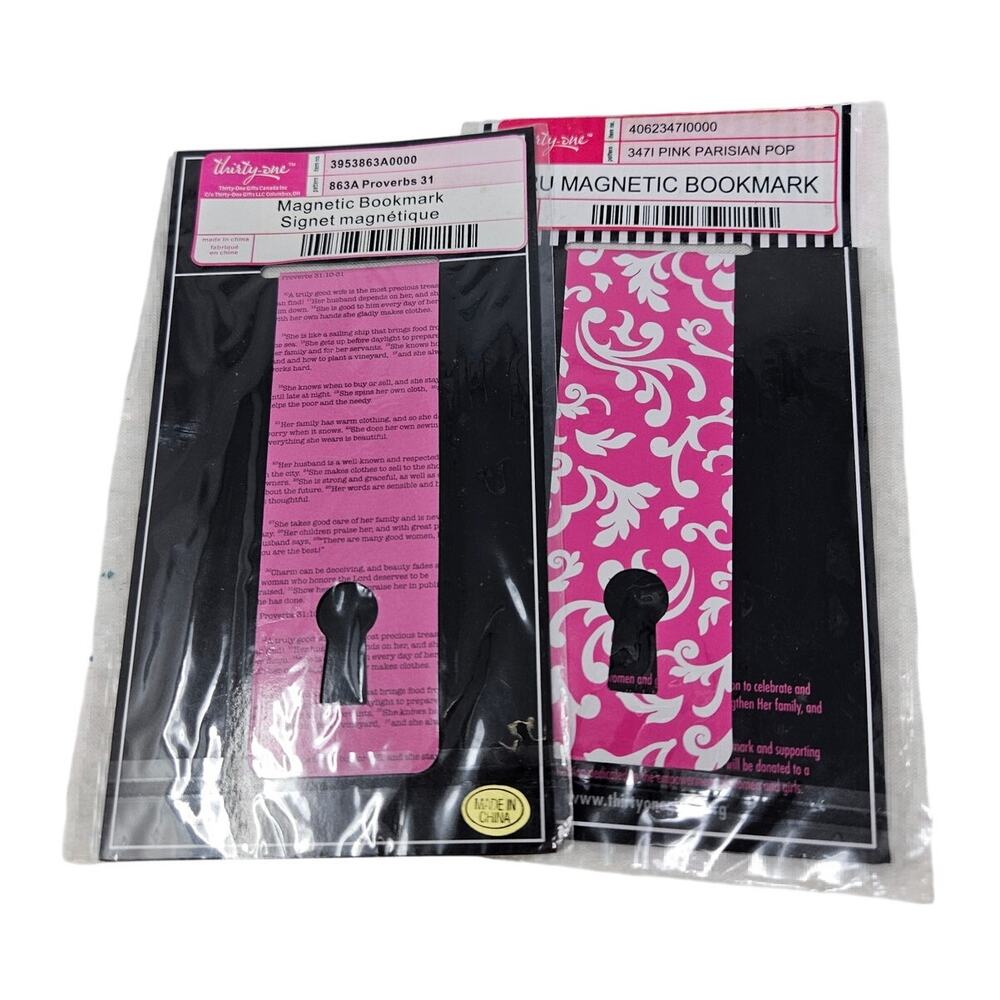 NEW Lot of 2 Thirty-One Magnetic Bookmarks Pink Proverbs 31 Book Club Parisian